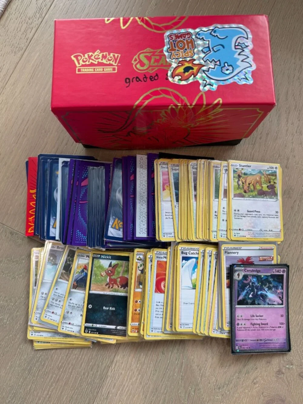 Huge Pokemon Card Bulk Lot (Commons Only) + Scarlet & Violet ETB Box & Sleeves